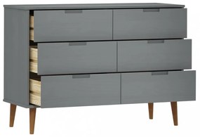 MOLDE szürke tömör fenyőfa fiókos szekrény 113 x 40 x 80 cm