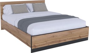 Ágy, 160x200, wotan tölgy/fekete, AMONI