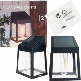 Napelemes Fali Lámpa Led Izzó 2DB Napelemes Alkonyérzékelő