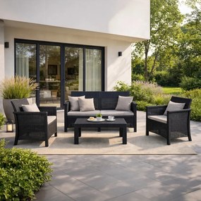 BRENTA kerti bútor szett fekete/szürke