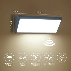 Brilagi - LED kültéri fali lámpatest érzékelővel TRIANGLE LED/42W/230V antracit IP65