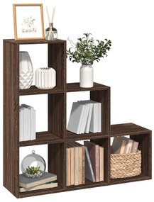 3 szintes barna tölgy fa térelválasztó könyvespolc 99x29x99 cm