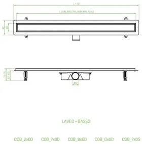 Laveo Basso, lineáris lefolyó ráccsal 70 cm, acél, LAV-COB_270D