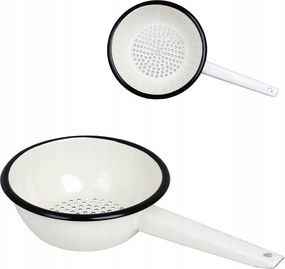 Zománcozott 19cm-es kézi konyhai fogantyú fehér fém cédrus