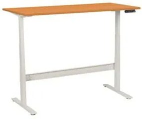 Manutan Expert irodai asztal, elektromosan állítható magasság, 160 x 80 x 62,5 - 127,5 cm, egyenes kivitel, ABS 2 mm, bükk