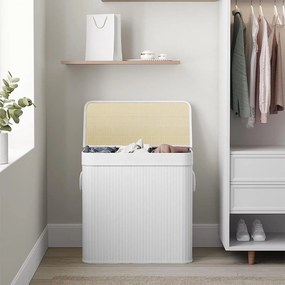 Bambusz kosár szennyestartó 3 rekeszes 3x50l, fehér