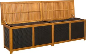 vidaXL Kerti Tároló Doboz 185 L Tömör Akácfa 200 x 50 x 56 cm Fekete