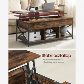 Dohányzóasztal nyitott és rejtett tárolóval 60x120 cm, rusztikus barna