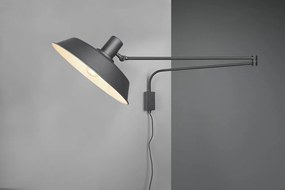 Matt fekete konnektorhoz csatlakoztatható fali lámpa hajlítható szerkezettel ø 35,5 cm Bolder – Trio