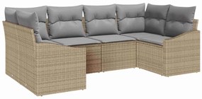 vidaXL Kanapé Szett párnával 6 pcs Bézs polirattan