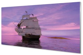 Akrilkép Lila ég hajó tengeren 100x50 cm