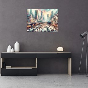 Üveg kép - Városi élet (70x50 cm)