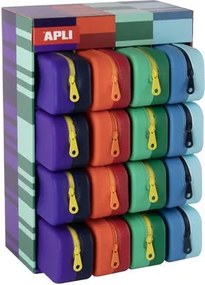 Tolltartó, display, cipzáras, szilikon, kétszínű, APLI Vibrant, vegyes színek (LCA20658)