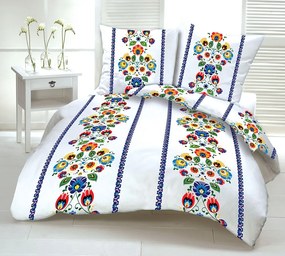 Pamut lepedők Folklór kék TiaHome - 1x Párna 90x70cm, 1x Paplan 140x200cm