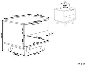 Skandináv Stílusú Fehér És Világos Fa Éjjeliszekrény SPENCER Beliani