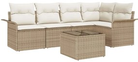 vidaXL Kerti Kanapé Szett párnával tárolóval 6 pcs Bézs Poli rattan
