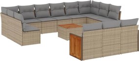 vidaXL 14 részes bézs polyrattan kerti ülőgarnitúra párnával