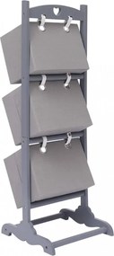 3 szintes sötétszürke fa kosárállvány 35 x 35 x 102 cm