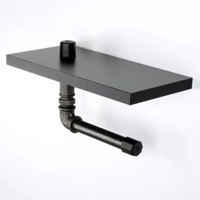 Vécépapír tartó polccal BORU 12x30 cm fekete