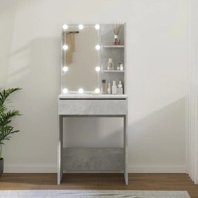 Betonszürke fésülködőasztal LED-del 60x40x140 cm