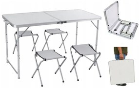 Kemping asztal 120x60cm és 4 db szék White