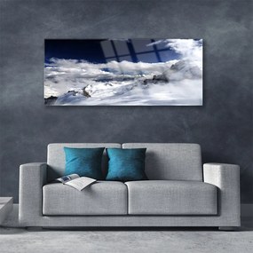 Modern üvegkép Felhők Hegyi táj 125x50 cm