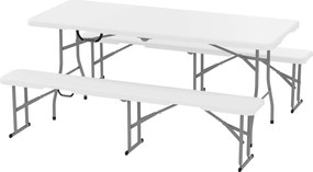 Outsunny Összecsukható Sörsátor Szett - 3 részes Kempingasztal, 2 Sörpad Kézi Fogantyúval, Sörsátor Szett 180 x 74 x 74 cm | Aosom