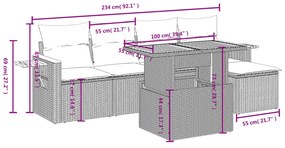 6 részes szürke polyrattan kerti ülőgarnitúra párnákkal