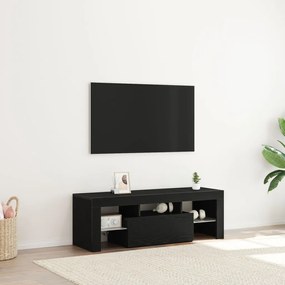 TV szekrény LED fénnyel, fekete tölgy színben, 120x35x40 cm