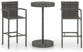 3 részes szürke polyrattan kerti bárszett
