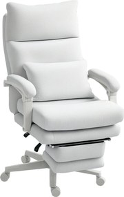 HOMCOM Ergonomikus Irodai Szék Deréktámasszal, Magas Hátfakkal, Lábpihentetővel, Magasságban Állítható Forgószék, Vászonhatású, Párnázott Számítógép S