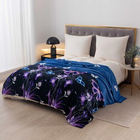 Mikroplüss takaró VIOLET BUTTERFLY sötétkék Méret: 200 x 220 cm
