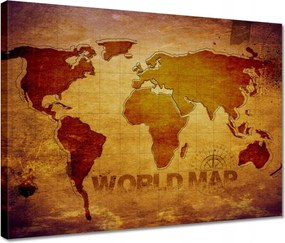 Vászonkép 40x30 Barna világtérkép