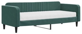 sötétzöld bársony heverő matraccal 90 x 200 cm