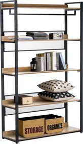 5 polcos állvány, tölgy/fekete, KILOS NEW TYP 3