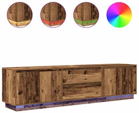 antik fa színű TV-szekrény LED-lámpákkal 193,5x41x50 cm