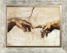 Ádám Teremtése Vallásos Kép Fehér Díszkeretben 30X40