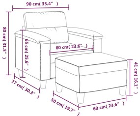 vidaXL szürke műbőr kanapéfotel lábtartóval 60 cm