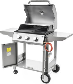 OKLAHOMA BBQ gázgrill, 3 égővel, nyomáscsökkentő szeleppel, ezüst Penta CZ