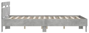 betonszürke szerelt fa ágykeret fejtámlával 140x190 cm