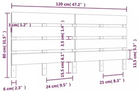 tömör fenyőfa fejtámla 120x3x80 cm