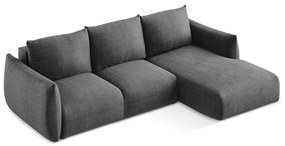 Sötétszürke kinyitható sarokkanapé (jobb oldali-heverő résszel) Leila – Makamii