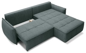 Zöld bársony kinyitható-tárolóhelyes sarokkanapé (jobb oldali-heverő résszel) Campo – ELTAP