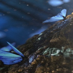 Kék pillangók képe (órával) (90x30 cm)