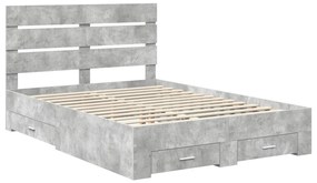 vidaXL Ágykeret fiókkal fejtámlával Beton Szürke 160 x 200 cm Faanyag