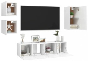5 részes fehér szerelt fa TV-szekrényszett
