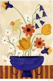 Poszter 30x40 cm Colourful Bunch in Blue Vase – Frankie Penwill – The Poster Club