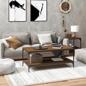 barna tölgyszínű szerelt fa dohányzóasztal 100 x 50 x 40 cm