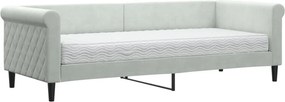 vidaXL világosszürke szövet kanapéágy matraccal 80 x 200 cm