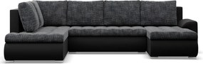 Tokio U sarokkanapé, 3 ágyneműtartóval, fonott + műbőr, baloldali, szürke - fekete